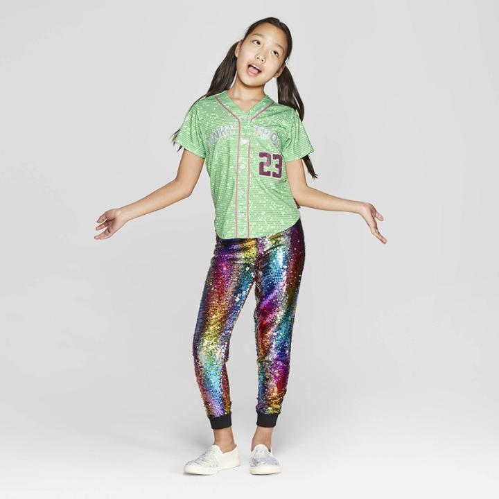 Girls' Nickelodeon Jojo's Closet Funky Frogs Jersey - Green/pink