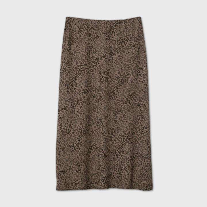 Women's Leopard Print A-line Skirt - A New Day Gray