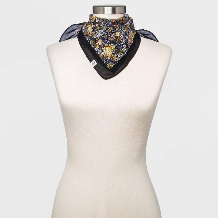 Women's Floral Printed Cotton Bandana - Universal Thread Navy, Blue