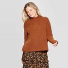 Women's Long Sleeve Mock Turtleneck Pullover Sweater - Universal Thread Brown