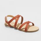 Girls' Nia Two Piece Strappy Footbed Sandals - Cat & Jack Cognac (red)