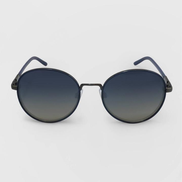 Women's Round Plastic Metal Combo Sunglasses - A New Day Blue, Women's, Size: Small, Blue/grey