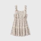 Women's Floral Print Sleeveless Ruffle Apron Front Short Dress - Wild Fable Ivory