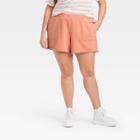 Women's Plus Size High-rise French Terry Pull-on Shorts - Universal Thread Peach Orange