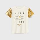 Girls' Short Sleeve Dc Comics Wonder Woman 'hero Vibes' T-shirt - Ivory