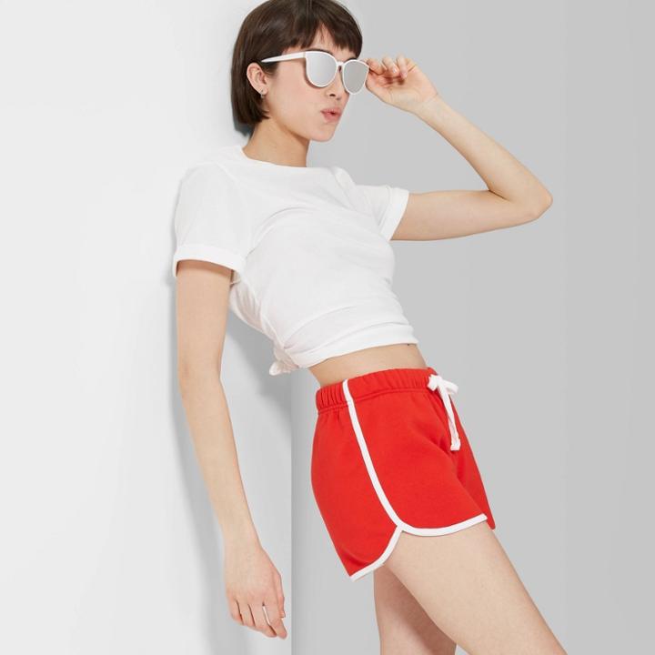 Women's High-rise Fleece Dolphin Shorts - Wild Fable Company Red