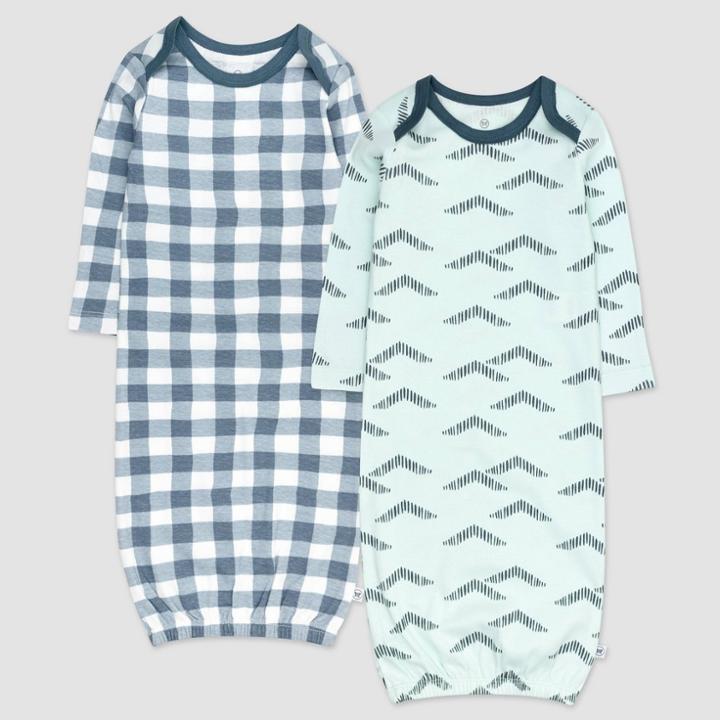 Honest Baby Girls' 2pk Organic Cotton Painted Buffalo Nightgown - Navy, Blue