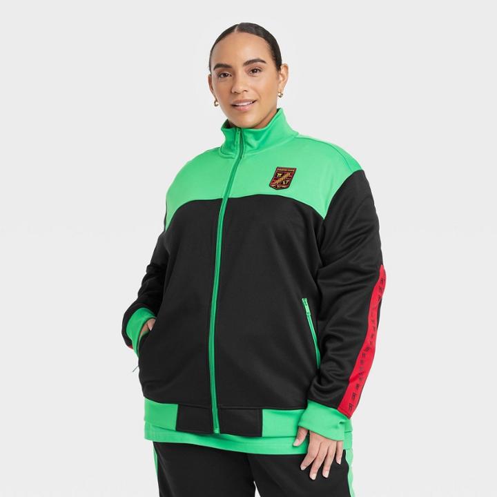 Houston White Adult Plus Size Track Jacket - Jet Black
