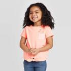 Petitetoddler Girls' Short Sleeve Butterfly Pocket T-shirt - Cat & Jack Peach 12m, Toddler Girl's, Orange