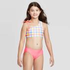 Girls' Colorful Gingham 3pc Laser Cut Bikini Set - Cat & Jack Pink