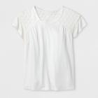 Girls' Crochet Mix Short Sleeve T-shirt - Art Class Cream