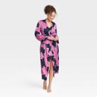 Women's Floral Print Satin Long Robe - Stars Above Purple