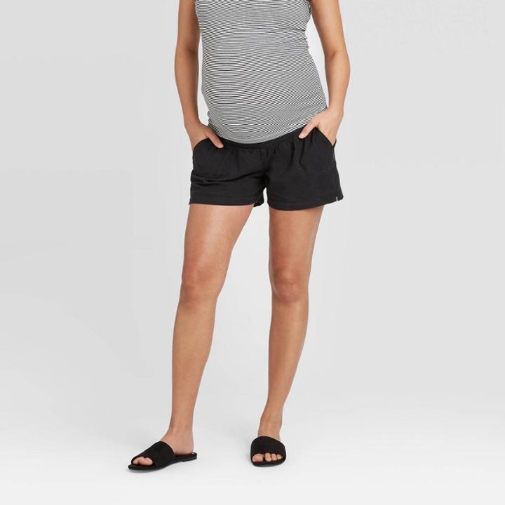 Maternity Twill Pull-on Shorts - Isabel Maternity By Ingrid & Isabel Black