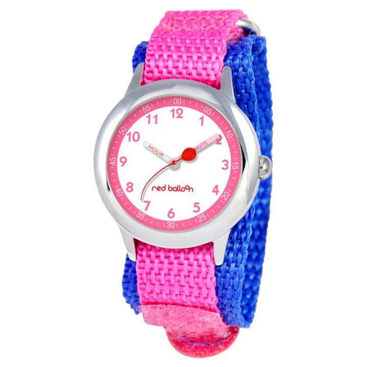 Disney Girls' Red Balloon Stainless Steel Time Teacher Watch - Pink, Girl's