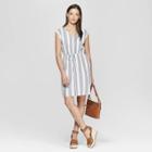 Women's Short Sleeve V-neck Dolman Striped Dress - Universal Thread Blue