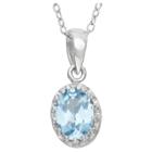 1 1/5 Tcw Tiara Aquamarine Crown Pendant In Sterling Silver, Women's