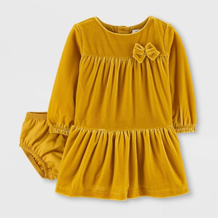 Baby Girls' Holiday Bow Dress - Just One You Made By Carter's Yellow Newborn, Girl's