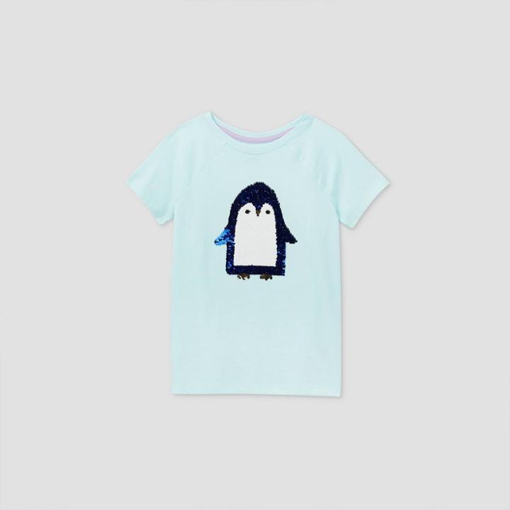 Girls' Short Sleeve Flip Sequin Penguin T-shirt - Cat & Jack