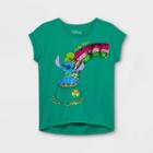 Girls' Disney Stitch Pot Of Gold Flip Sequin Short Sleeve T-shirt - Green