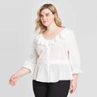 Women's Plus Size Long Sleeve Blouse - Who What Wear White 1x, Women's,