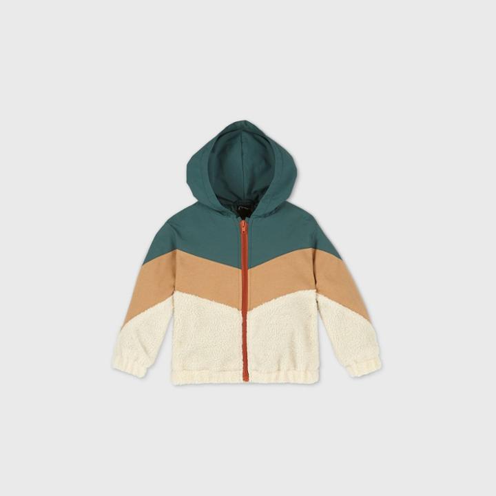 Toddler Boys' Sherpa Zip-up Sweatshirt - Art Class Teal
