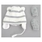 Baby Girls' Stripe Hat And Mitten Set - Cat & Jack Gray Newborn