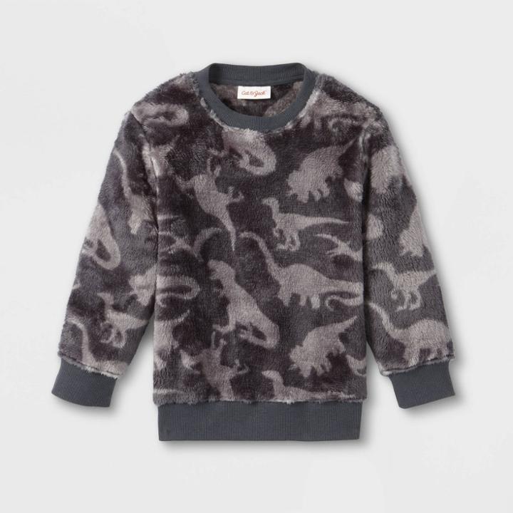Toddler Boys' Sherpa Crew Neck Pullover Sweatshirt - Cat & Jack Black