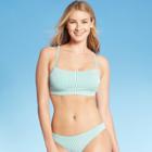 Women's Ribbed Bralette Bikini Top - Shade & Shore Jade Green & White Stripe 34d, Green/green/white