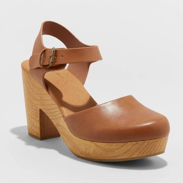Women's Marcia Heeled Clog Pumps - Universal Thread Cognac