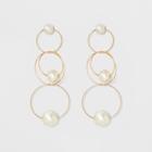 Interlocked Rings With Simulated Pearls Drop Earrings - A New Day Gold