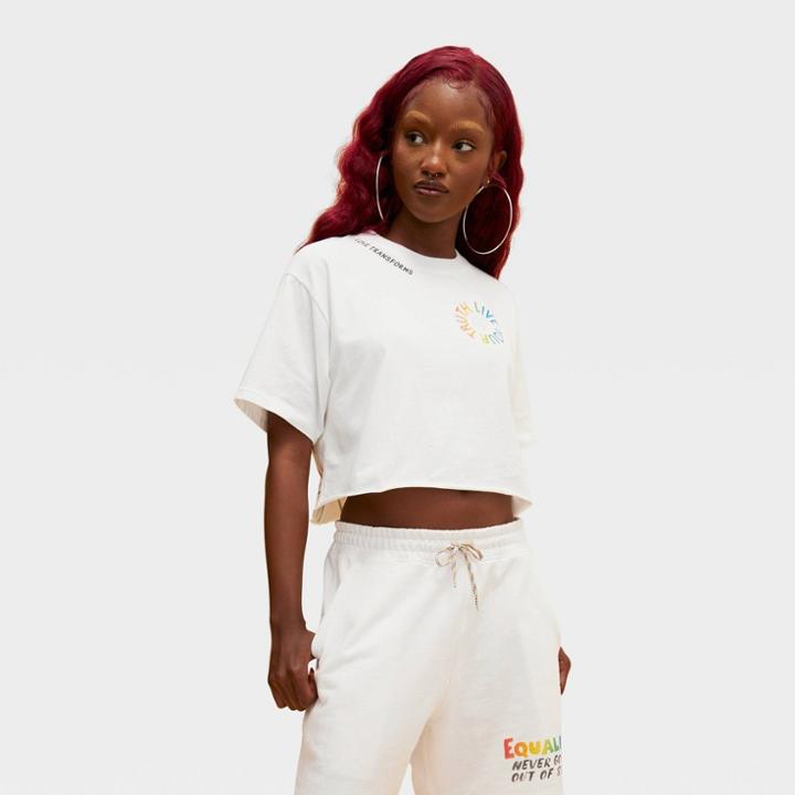 Levi's Pride Relaxed Fit Short Sleeve Crew Neck Cropped T-shirt - White