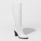 Women's Lenna Wide Width Stovepipe Fashion Boots - A New Day White 12w,