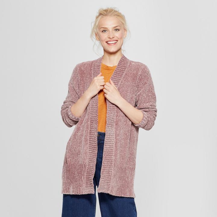 Women's Chenille Open Cardigan - A New Day Purple