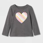 Toddler Girls' Checkered Heart Long Sleeve Graphic T-shirt - Cat & Jack Gray