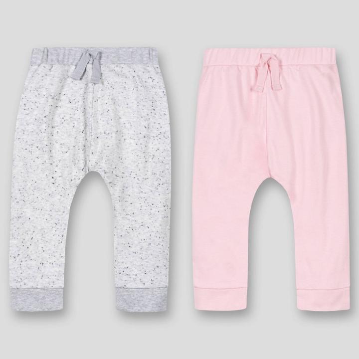 Lamaze Baby Girls' 2pk Organic Cotton Harem Pull-on Pants - Pink/gray Newborn