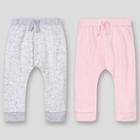 Lamaze Baby Girls' 2pk Organic Cotton Harem Pull-on Pants - Pink/gray Newborn
