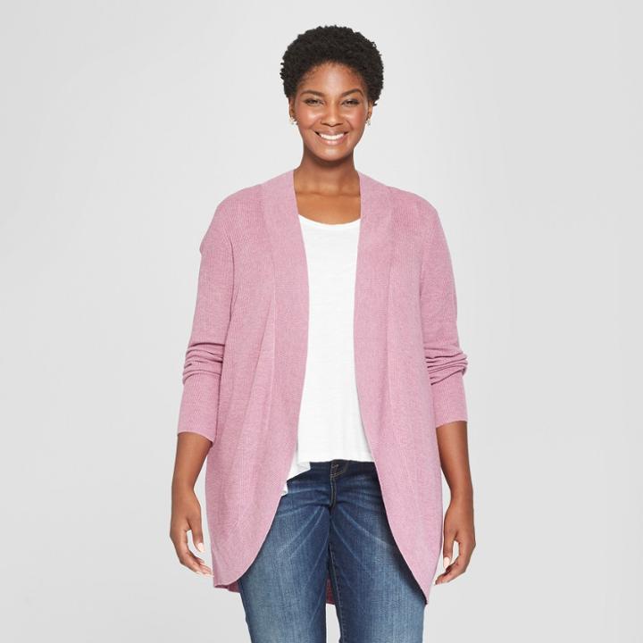 Women's Plus Size Cocoon Cardigan - Ava & Viv Lilac Heather X