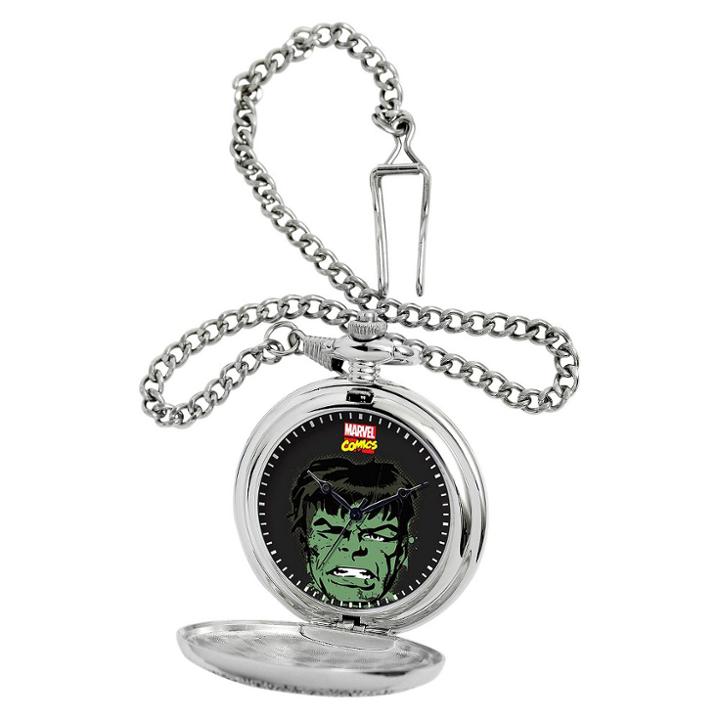 Men's Marvel Hulk Silver Pocket Watch -