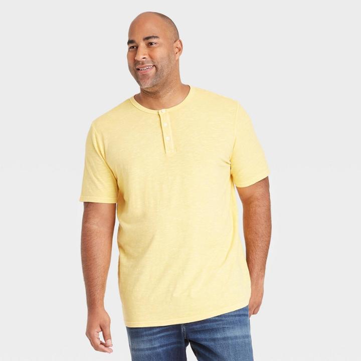 Men's Big & Tall Relaxed Fit Short Sleeve Henley T-shirt - Goodfellow & Co Yellow