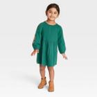 Toddler Girls' Long Sleeve Dress - Cat & Jack Dark Teal Green
