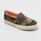 Girls' Embroidered Slip On Camouflage Sneakers - Art Class Olive