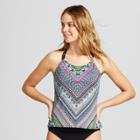 Women's Tribal Print Racerback Tankini Swim Top Multi S - Clean Water,