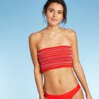 Women's Smocked Longline Bandeau Bikini Top - Xhilaration Red Xs, Women's, Orange