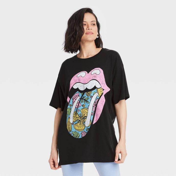 The Rolling Stones Women's Rolling Stones Short Sleeve Graphic T-shirt Dress - Black