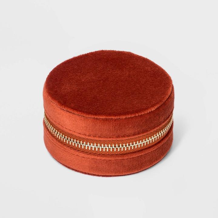 Mini Round Earring Strap Zippered Case - A New Day Orange