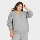 Women's Plus Size Collared Split Neck Pullover Sweater - A New Day Gray