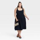 Women's Plus Size Sleeveless Tie-back Tiered Dress - Ava & Viv Black