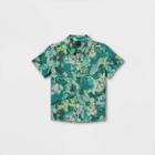 Toddler Boys' Tropical Floral Short Sleeve Button-down Shirt - Art Class Teal