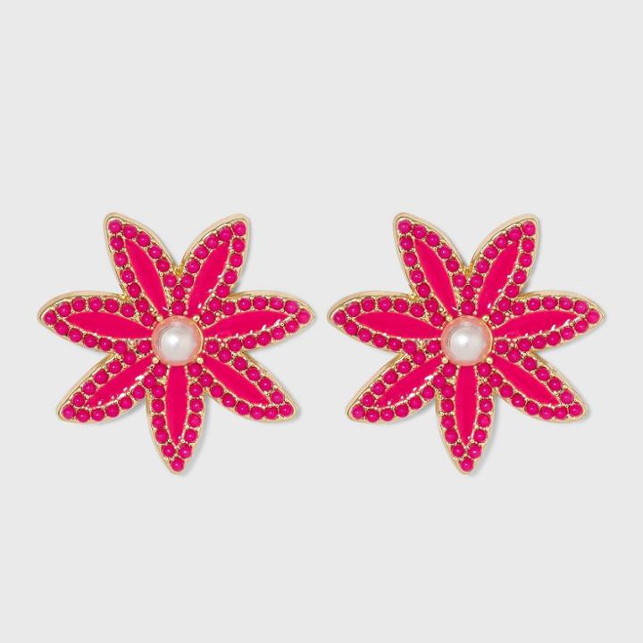 Sugarfix By Baublebar Beaded Flower Drop Earrings - Pink