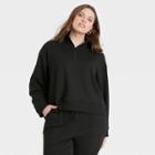 Women's Plus Size Quarter Zip Sweatshirt - A New Day Black